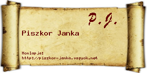 Piszkor Janka névjegykártya